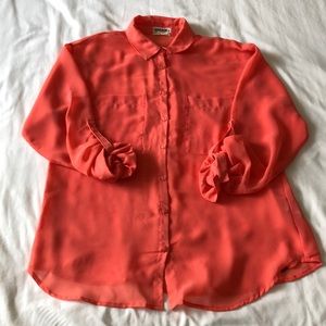 Coral button down shirt